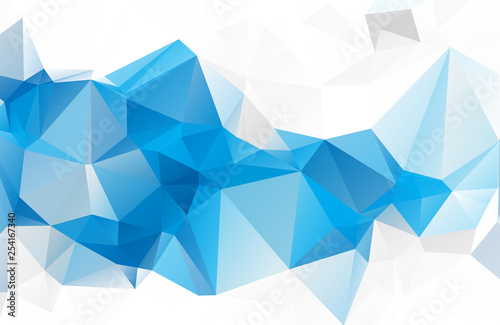 Blue White geometric rumpled triangular low poly origami style gradient illustration graphic background. Vector polygonal design for your business.