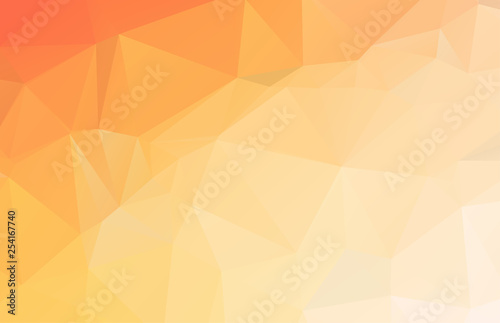 Bright orange low polygonal crystal background. Triangular polygon pattern. Low poly vector illustration. Low polygonal backdrop