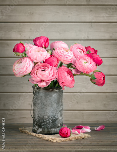 Pink ranunculus in a vase