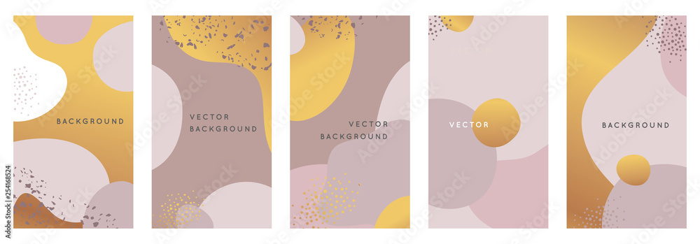 Vector set of abstract creative backgrounds in minimal trendy style with copy space for text - design templates for social media stories and bloggers