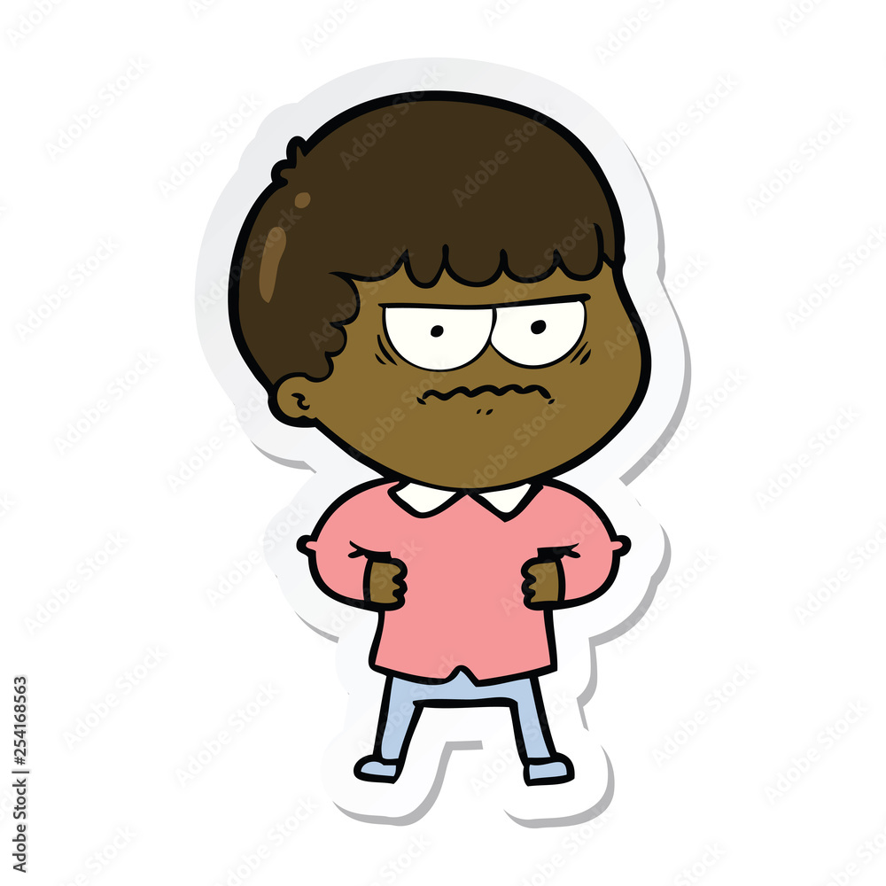 sticker of a cartoon annoyed man sticker of a cartoon annoyed man