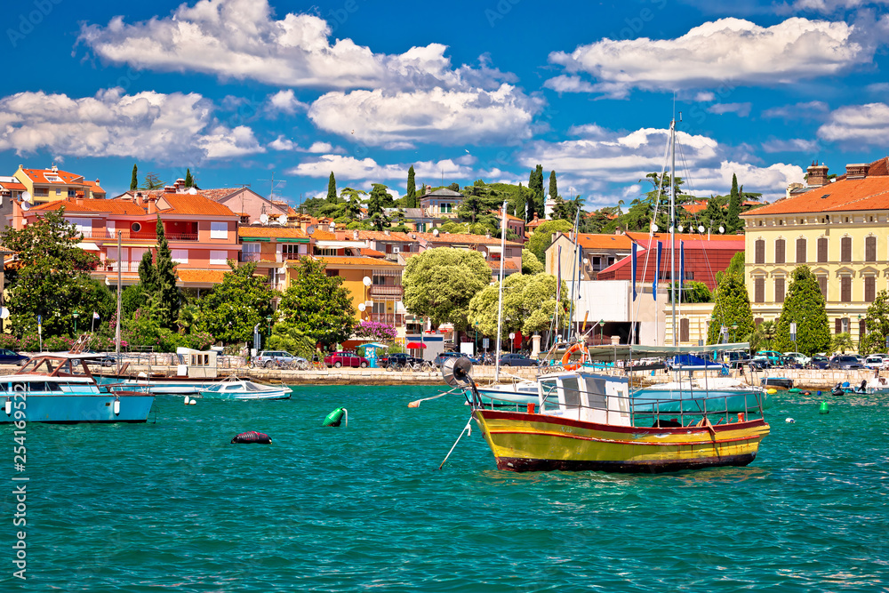 Town of Rovinj colorful waterfront and harbor view