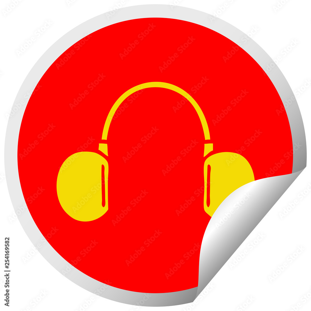 circular peeling sticker cartoon retro headphone circular peeling sticker cartoon retro headphone