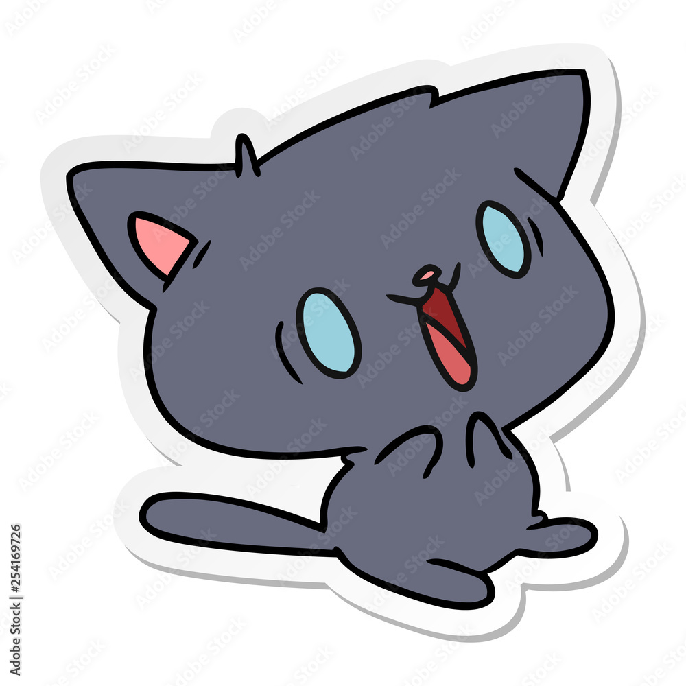 sticker cartoon of cute kawaii cat