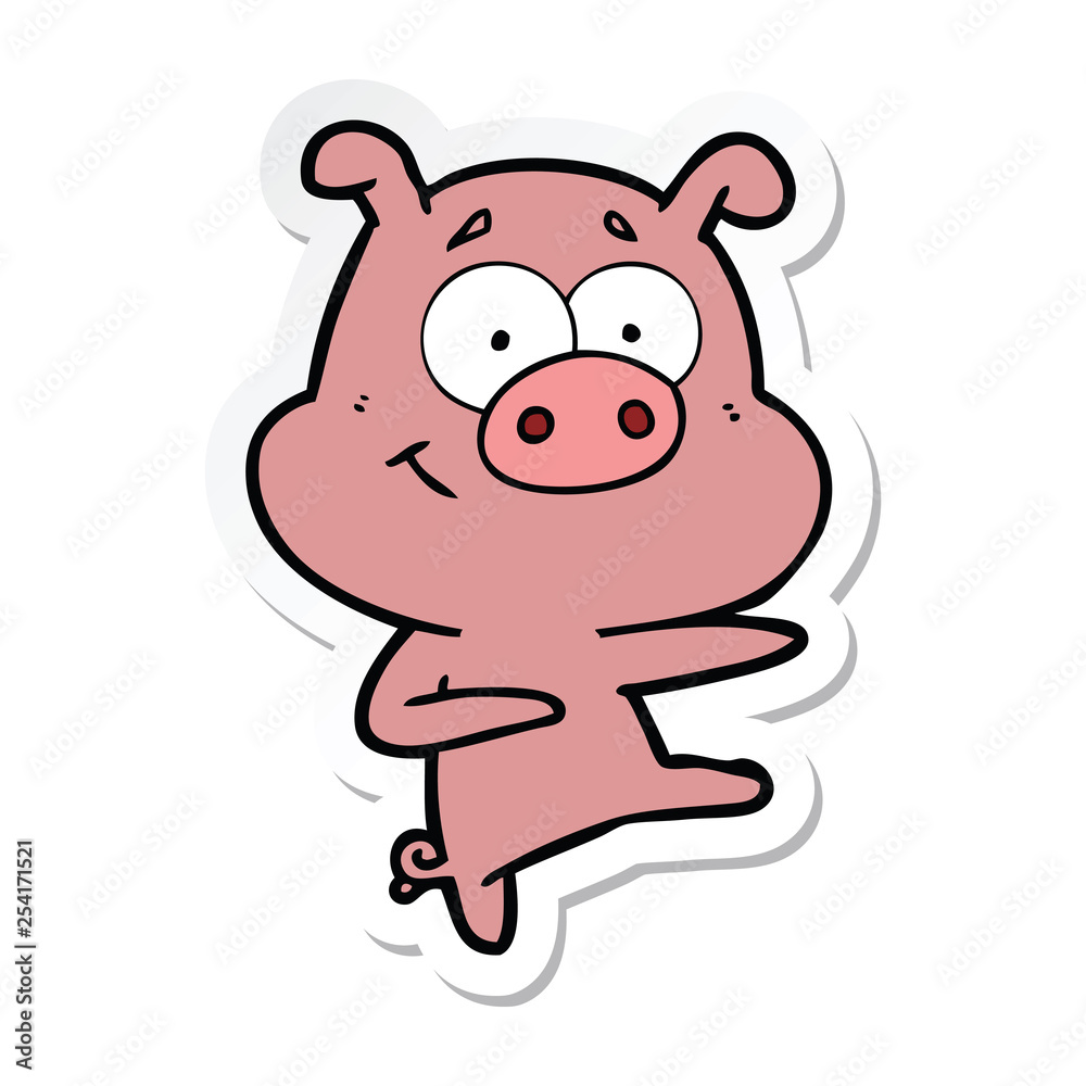 sticker of a cartoon pig pointing sticker of a cartoon pig pointing