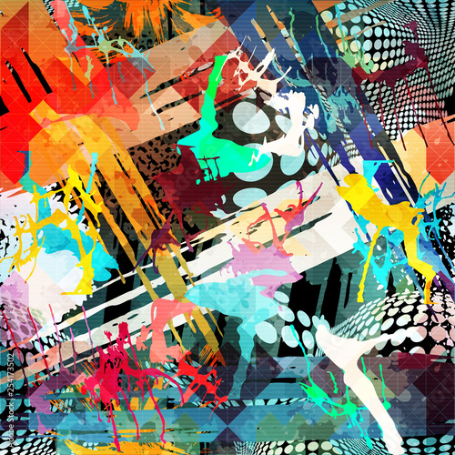 colored abstract seamless pattern in graffiti style. Quality illustration for your design