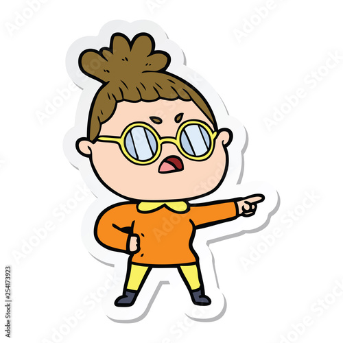 sticker of a cartoon annoyed woman