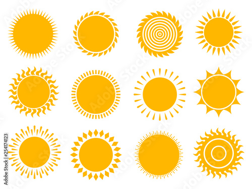 Sun icon set, vector illustration