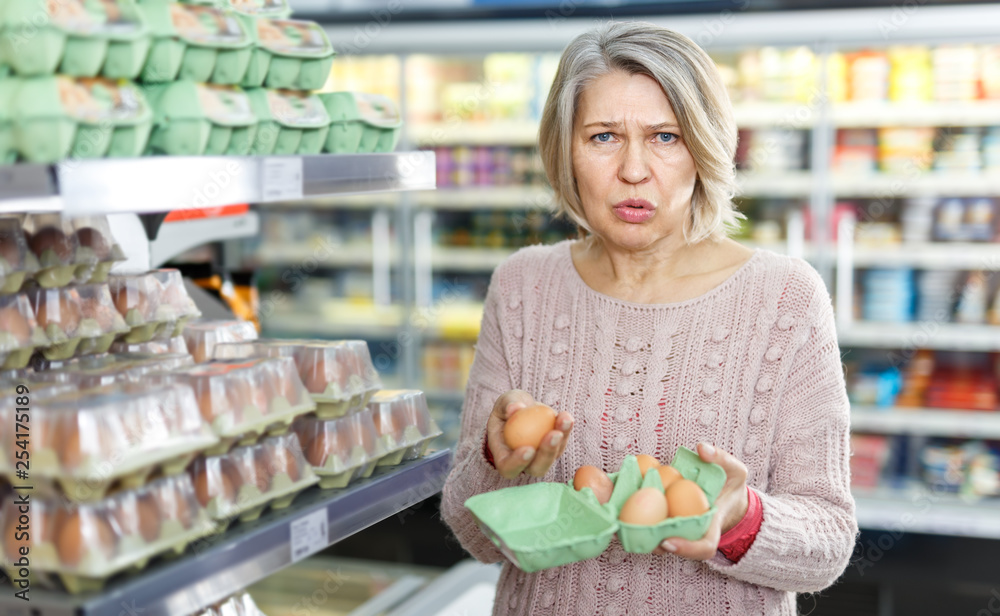 Adult woman expressing dissatisfaction of eggs