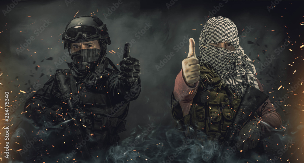 Naklejka premium insurgency and police concept