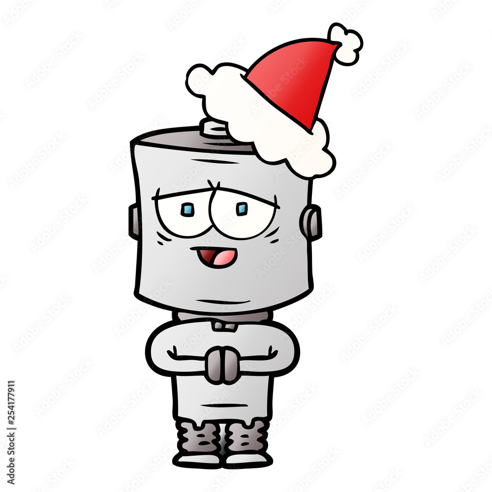 gradient cartoon of a robot wearing santa hat gradient cartoon of a robot wearing santa hat