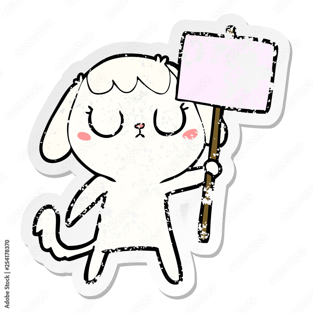 Fototapeta premium distressed sticker of a cute cartoon dog