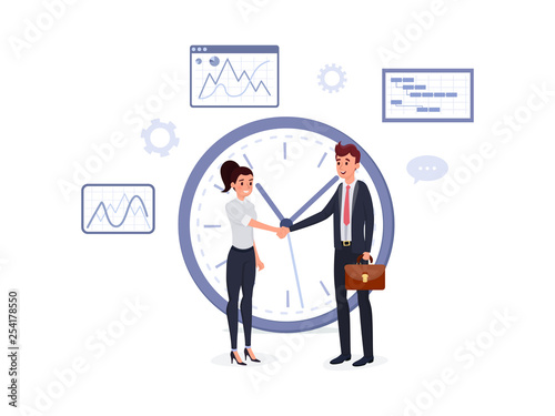 Business agreement flat poster