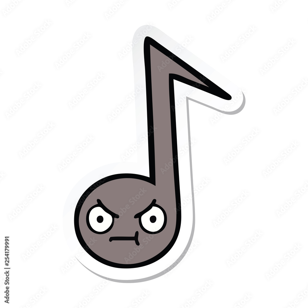 sticker of a cute cartoon musical note sticker of a cute cartoon musical note