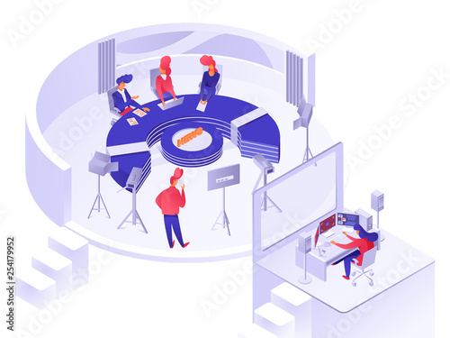 TV news studio isometric