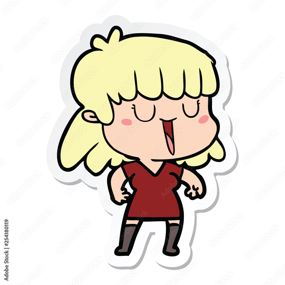 sticker of a cartoon woman sticker of a cartoon woman
