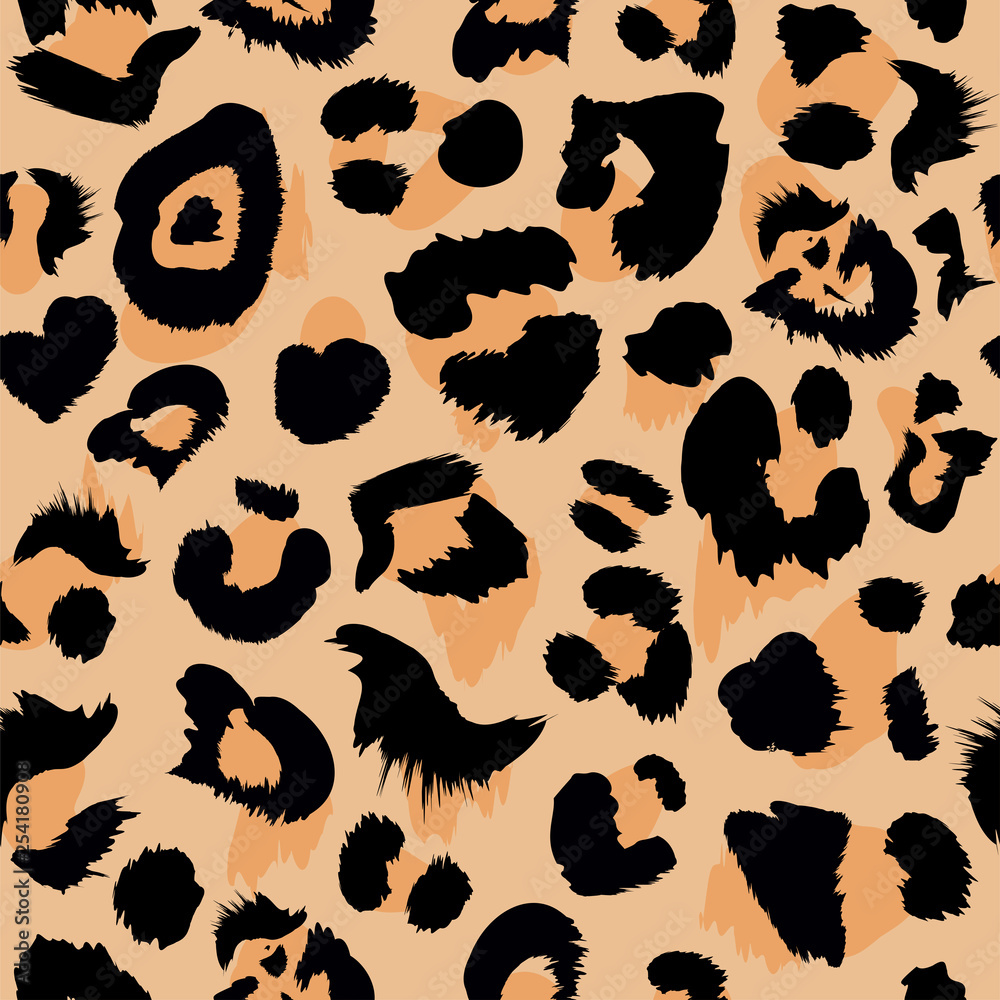 Leopard seamless pattern. Animal print with leopard dots. Trendy sand color. Vector illustration for textile, postcard, fabric; wrapping paper, background, packaging.