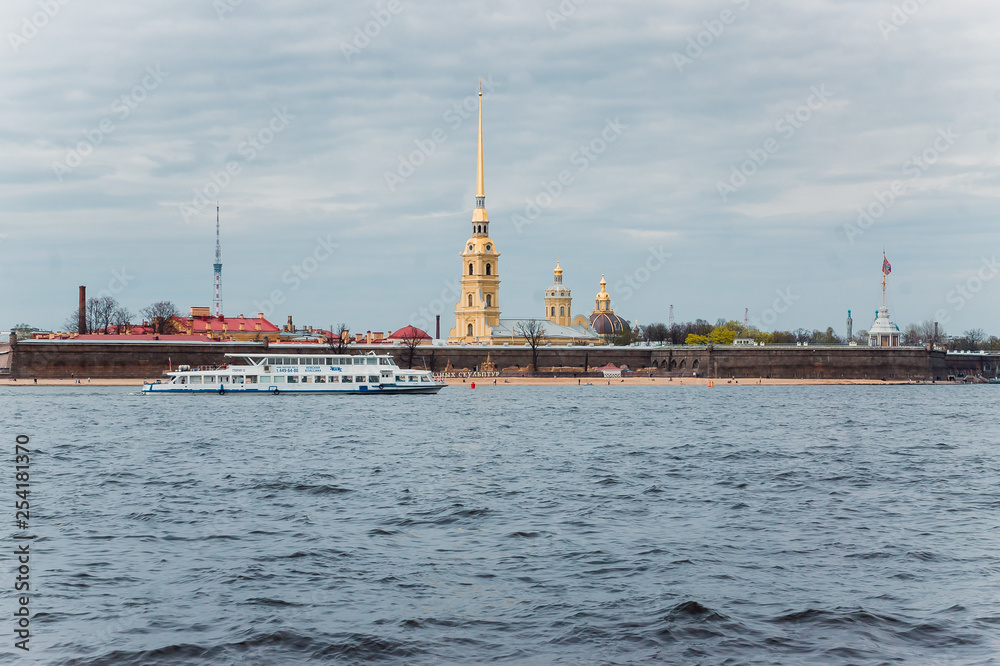 Peter and Paul's fortress and cathedral shot from the Neva river