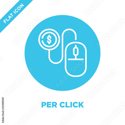 per click icon vector. Thin line per click outline icon vector illustration.per click symbol for use on web and mobile apps, logo, print media.