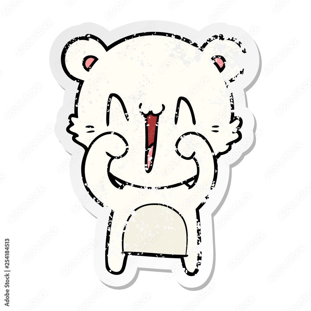 Fototapeta premium distressed sticker of a happy polar bear cartoon