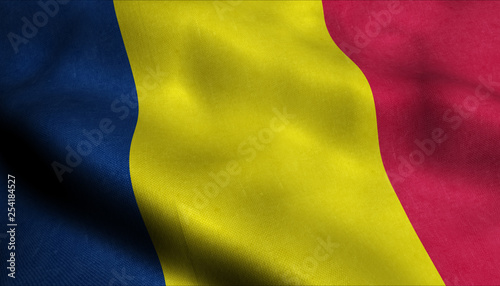 Chad Waving Flag in 3D