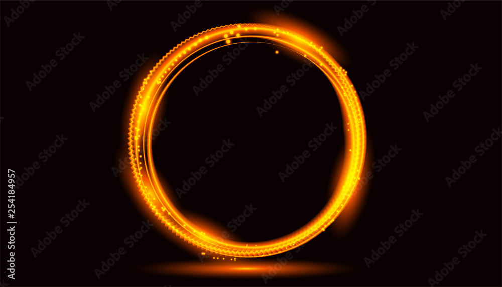 Vector of magic golden dynamic lights futuristic and energy technology .circle gold light effect Vector of magic golden dynamic lights futuristic and energy technology .circle gold light effect