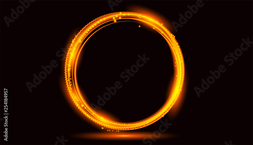 Vector of magic golden dynamic lights futuristic and energy technology .circle gold light effect	