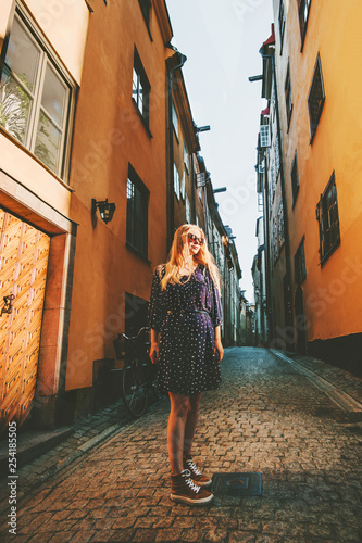 Photography City walk in Stockholm woman traveling alone fashion lifestyle summer vacations
