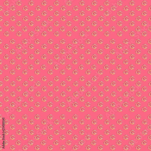 Seamless pattern of handmade flowers on a pink background