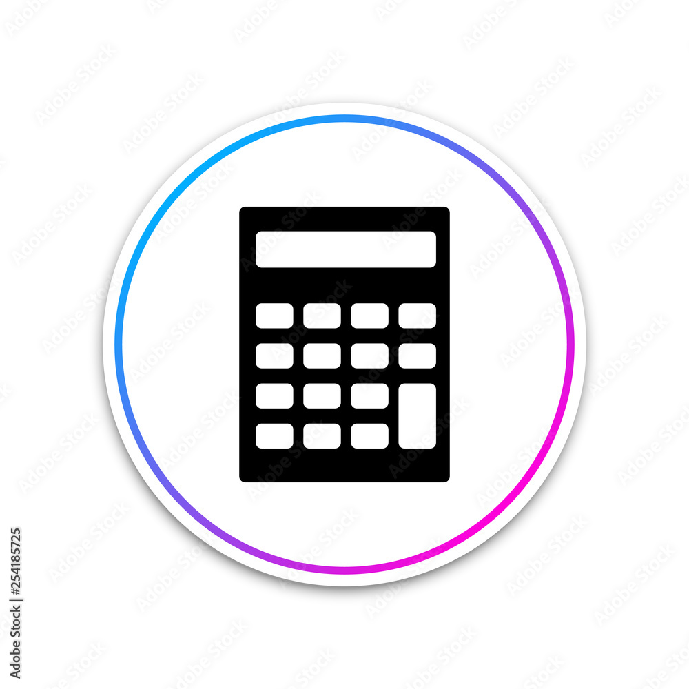 Calculator icon isolated on white background. Accounting symbol. Business calculations mathematics education and finance. Circle white button. Vector Illustration Calculator icon isolated on white background. Accounting symbol. Business calculations mathematics education and finance. Circle white button. Vector Illustration