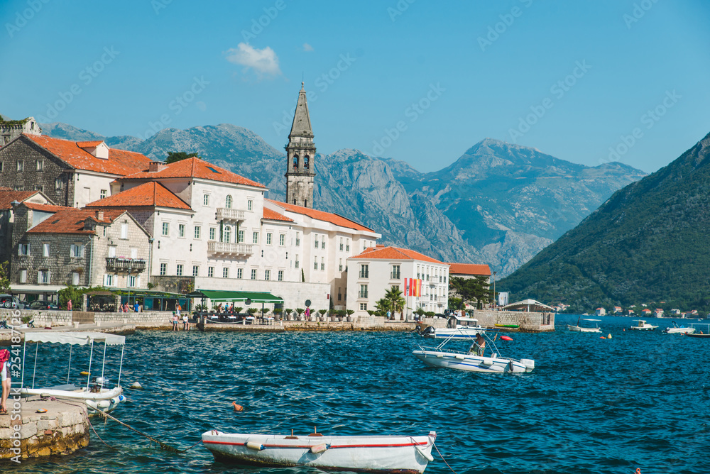 panorama of perast city in montenegro