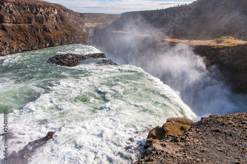 landscape overlooking the waterfall - Iceland, Gullfoss - Image