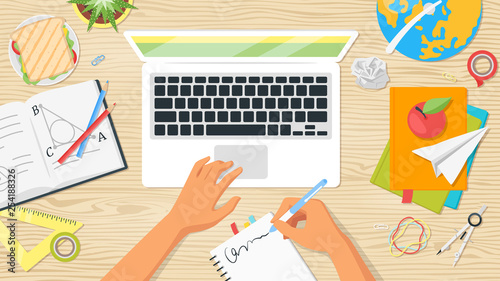 Back to school top view