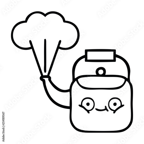 line drawing cartoon steaming kettle