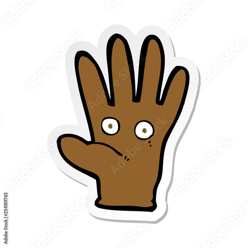 sticker of a cartoon hand with eyes