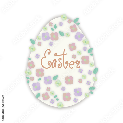 Easter egg strewn with bright and cute flowers.