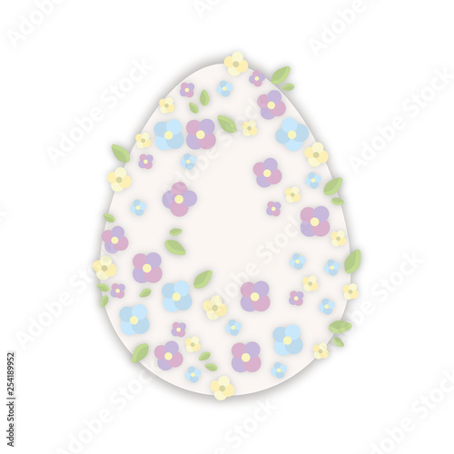 Easter egg strewn with bright and cute flowers.