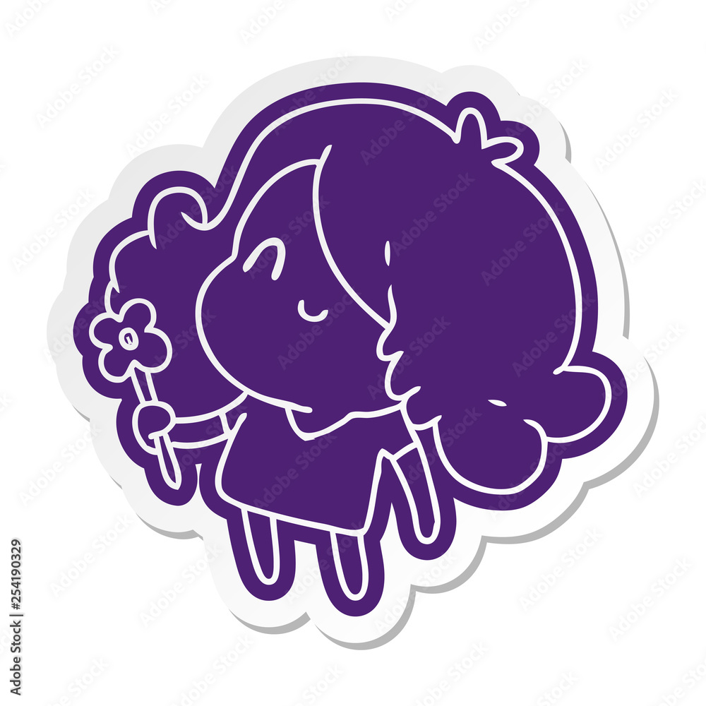 cartoon sticker of a cute kawaii girl cartoon sticker of a cute kawaii girl