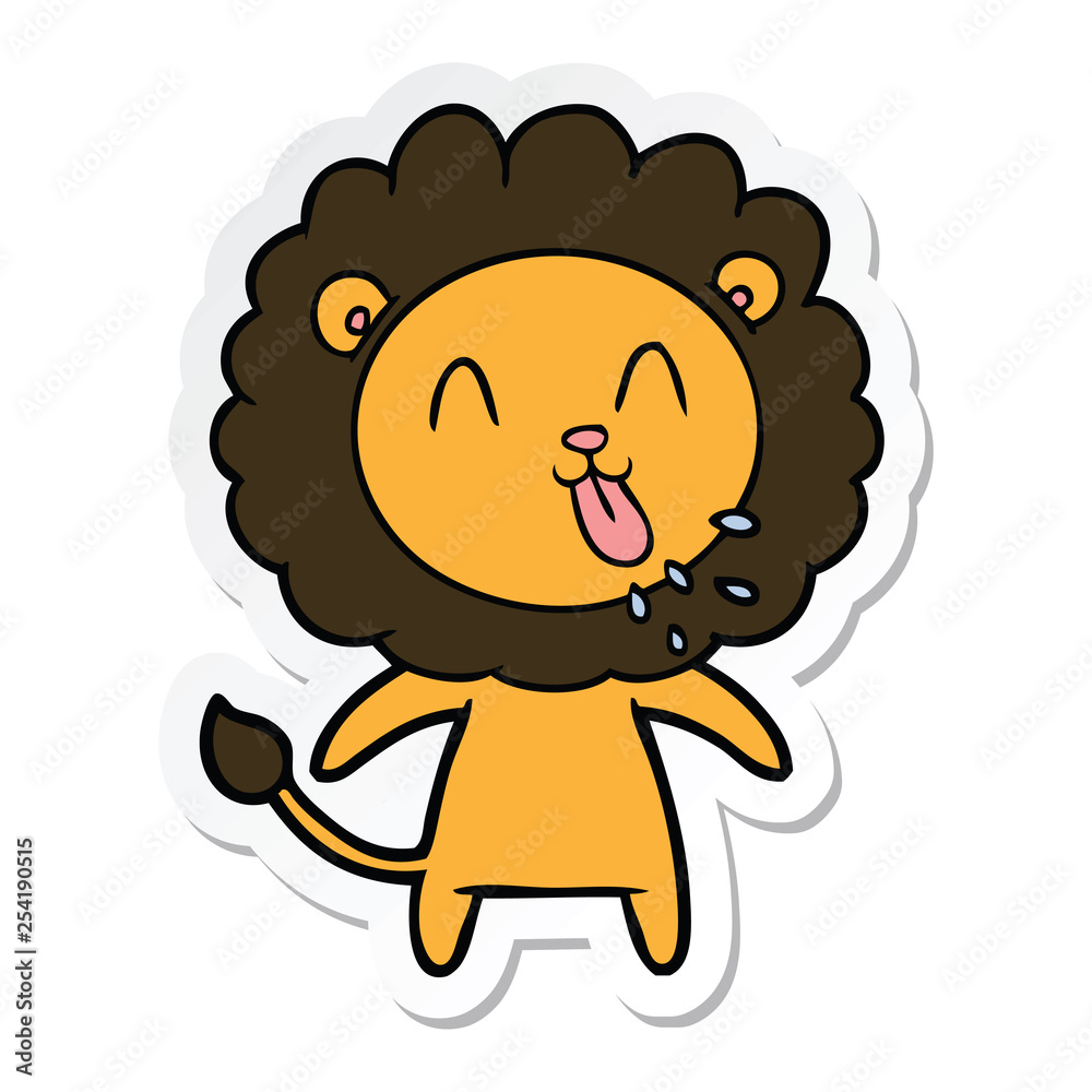 sticker of a happy cartoon lion sticker of a happy cartoon lion