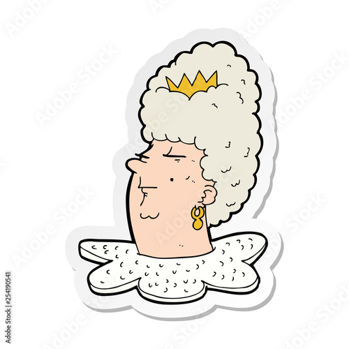sticker of a cartoon queen head