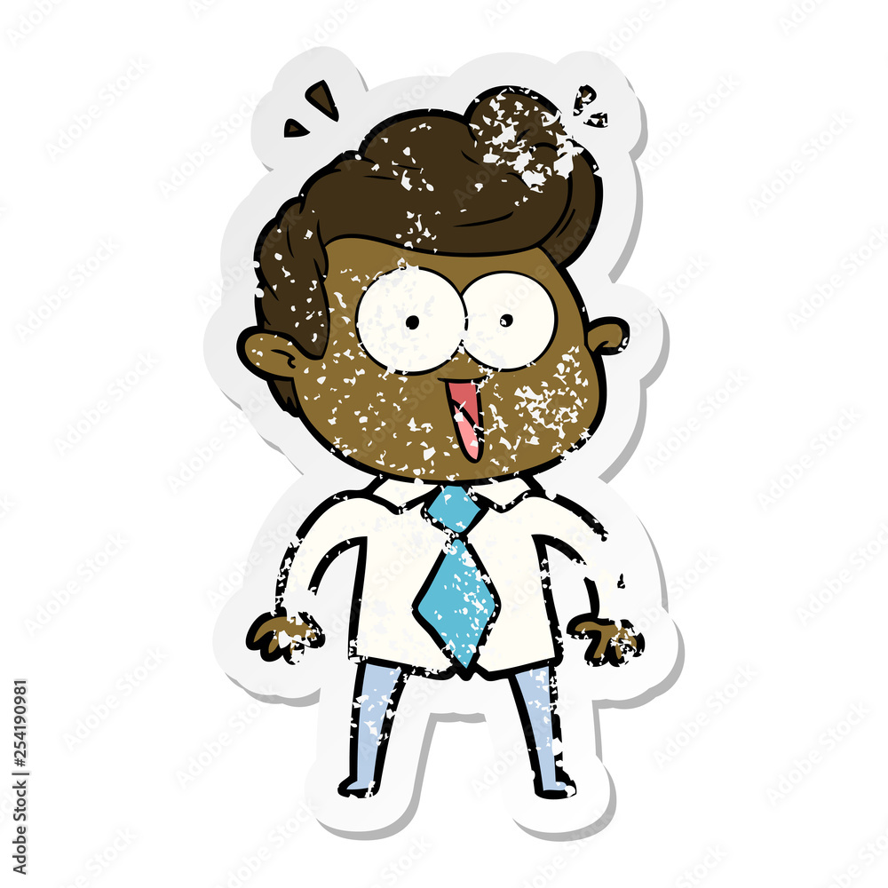 distressed sticker of a cartoon staring man distressed sticker of a cartoon staring man