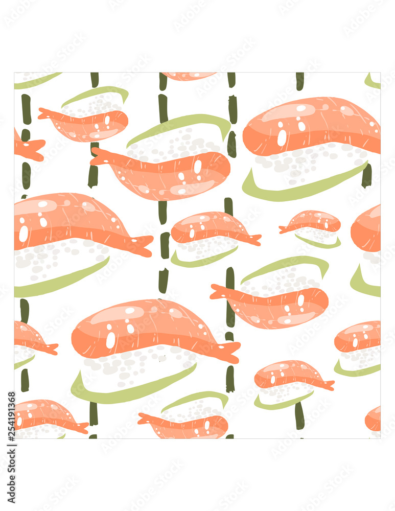 Seamless pattern flat stylized sushi Seamless pattern flat stylized sushi