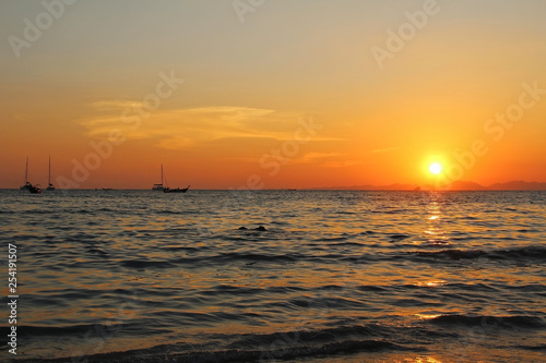 Beautiful view of the Andaman Sea at sunset. Thailand.