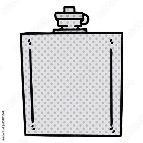 quirky comic book style cartoon hip flask