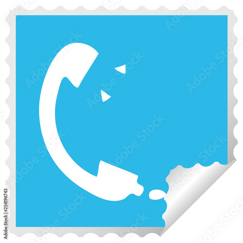 square peeling sticker cartoon telephone receiver