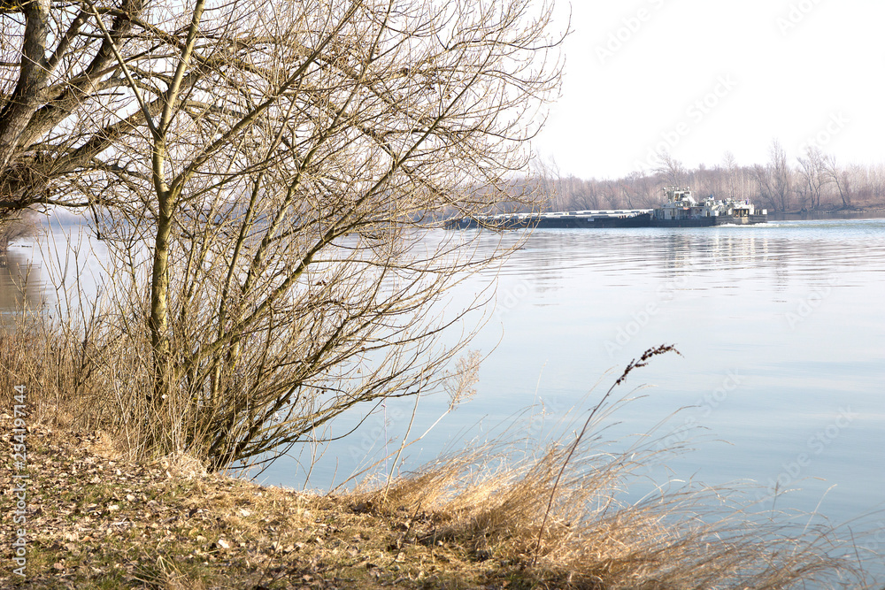 River Danube (Dunav) in Borovo, Croatia.FEBRUARY,2019. River Danube (Dunav) in Borovo, Croatia.FEBRUARY,2019.