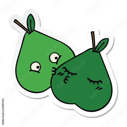 sticker of a cute cartoon pears photo