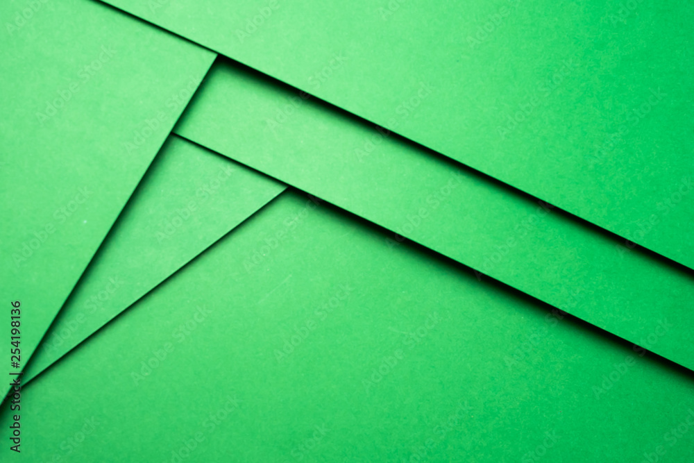 Colored paper Minimal shapes green background material design