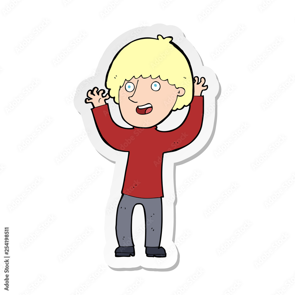 sticker of a cartoon happy boy laughing sticker of a cartoon happy boy laughing