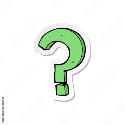 sticker of a cartoon question mark
